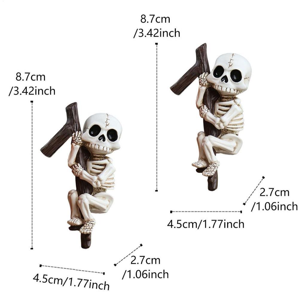 Halloween Skeleton Decorations Skull Spooky Decor Plant Pots Hanger 2 Pieces Resin Halloween Decorations for Pen Holder Planter