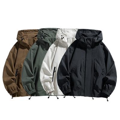 Férfi Kabát Kapucnis Szélálló Trench Kabátok Túlméretezett Plus Size Vízálló Fekete Bomber Kemping Laza Vékony Softshell