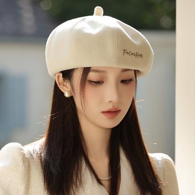 New Autumn and Winter Hat for Women Korean Style Versatile Beret Outdoor Casual Painter Hat Big Head Circumference Showing Face Small Octagonal Hat