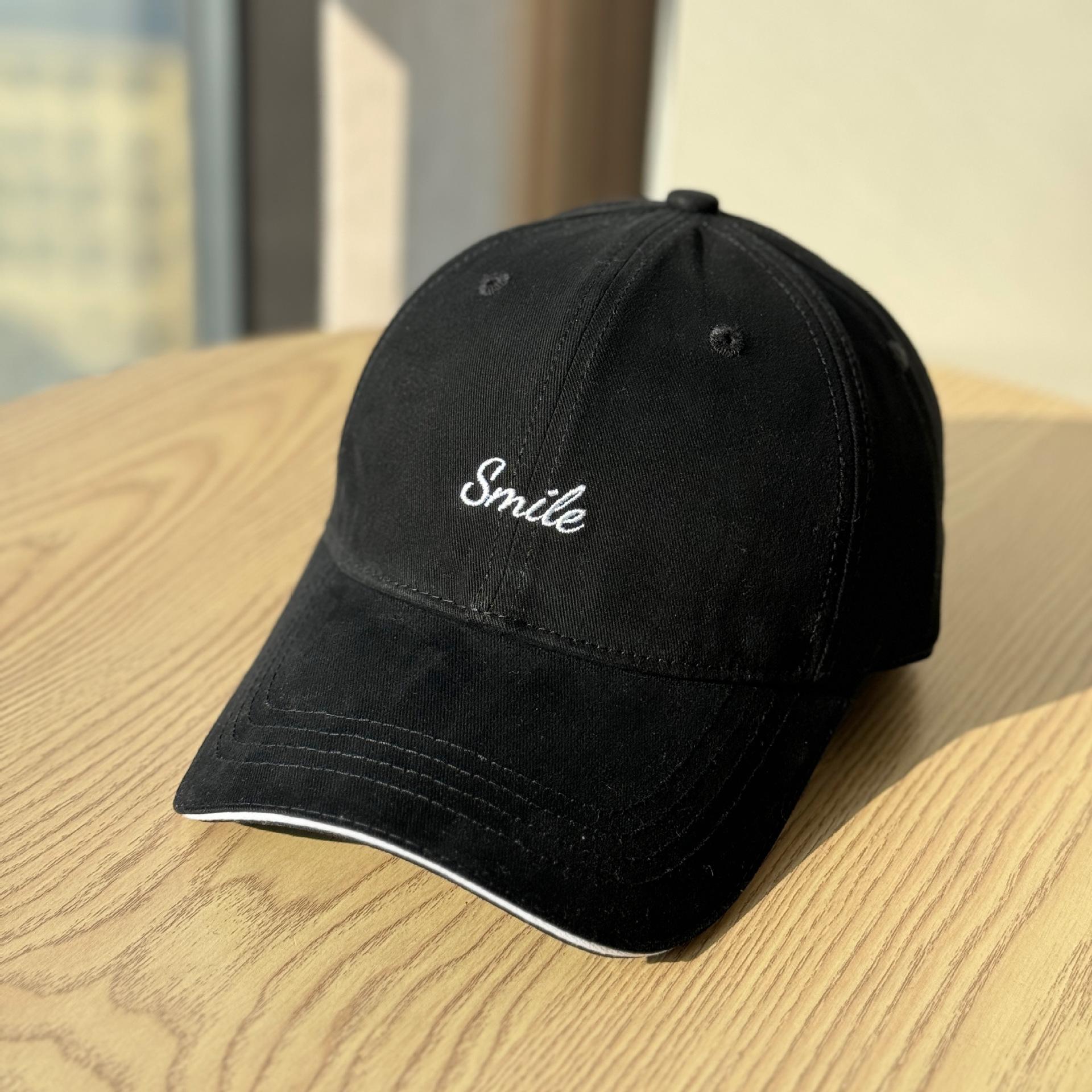 

Korean-style spring-summer sun hat with letter embroidery, soft-top baseball cap for men and women, couple s versatile small-face-flattering duckbill Adult54-60Adjustable чёрный