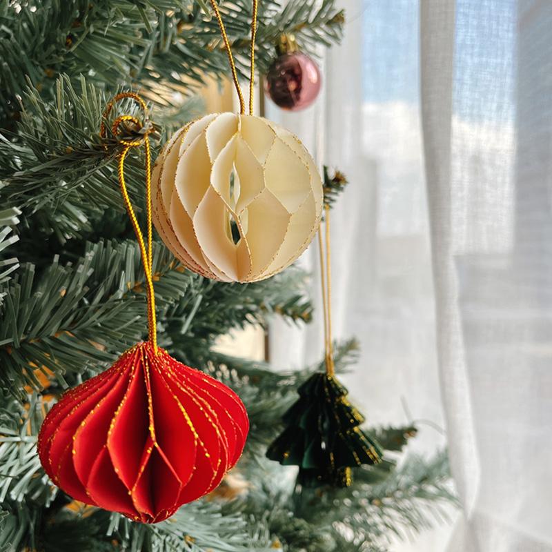 Christmas Honeycomb Ball Hanging Ornament 3D Paper Honeycomb Christmas Tree Ornament Party Favors Navidad Party Accessories