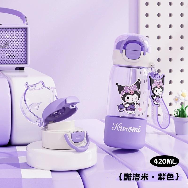 420Ml Genuine Sanrio Transparent Cup Cartoon Kuromi Cinnamoroll Melody Tritan Safe Matrial Water Drink Bottle Gifts For Girls