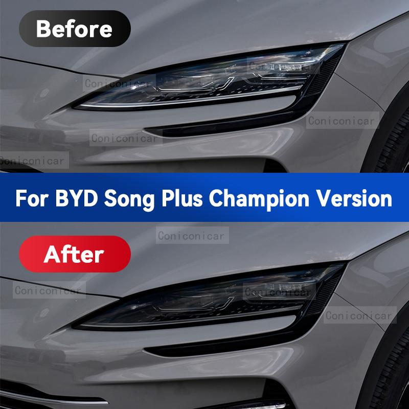 Für BYD SONG Plus Champion Version DM-i EV 2025 Autoscheinwerfer Schwarz TPU Schutzfolie Frontlicht Tönung Zubehör