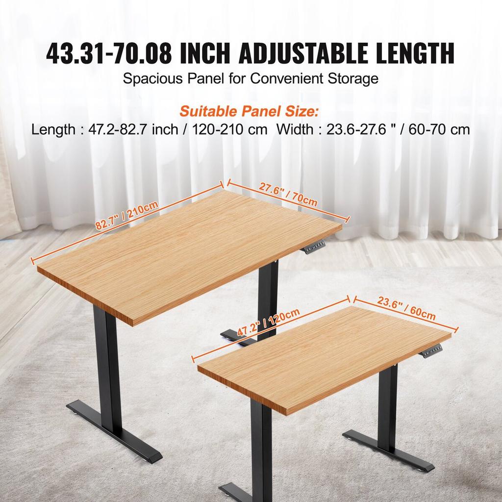 Electric Standing Desk Frame Dual Motor Adjustable 65-129 Cm H Black