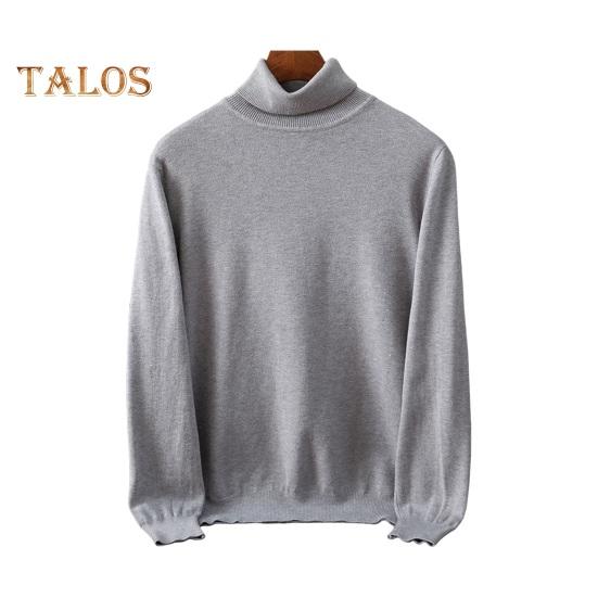 Fall Winter Men Sweater High Collar Knit Thick Elastic Long Sleeves Warm Solid Color Bottoming Knitwear Loose Daily Wear Business Sweater