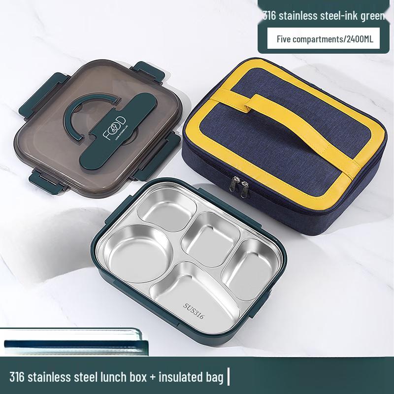 316 Stainless Steel Insulated 5-Compartment Lunch Box