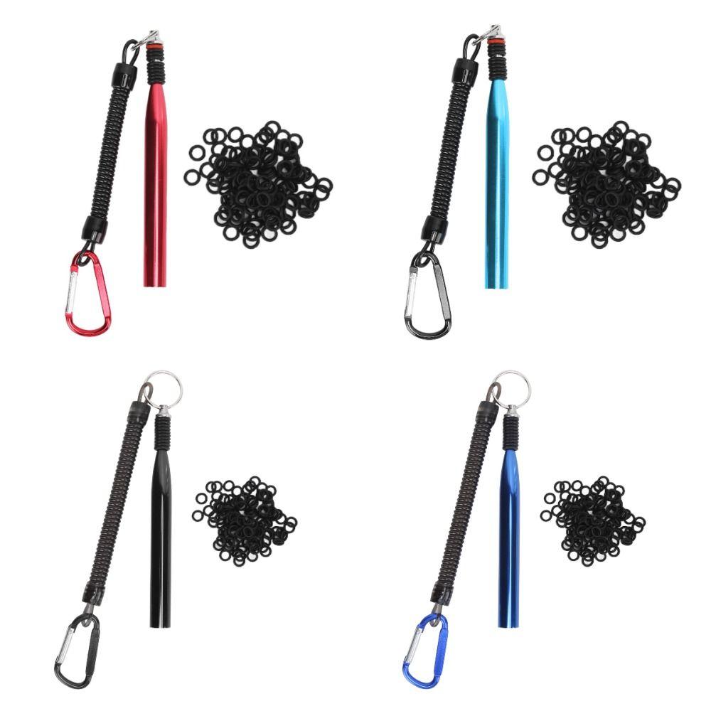 Durable Aluminium Alloy Soft Baits Tool 100 O Rings Multicolor Wacky Ring Tool Wacky Worm Kit Fishing