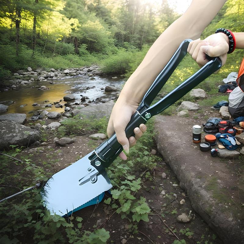 Pá Dobrável para Exterior Aço Durável Ferramenta Multifuncional para Camping Pá de Sobrevivência com Saco de Armazenamento para Aventuras ao Ar Livre