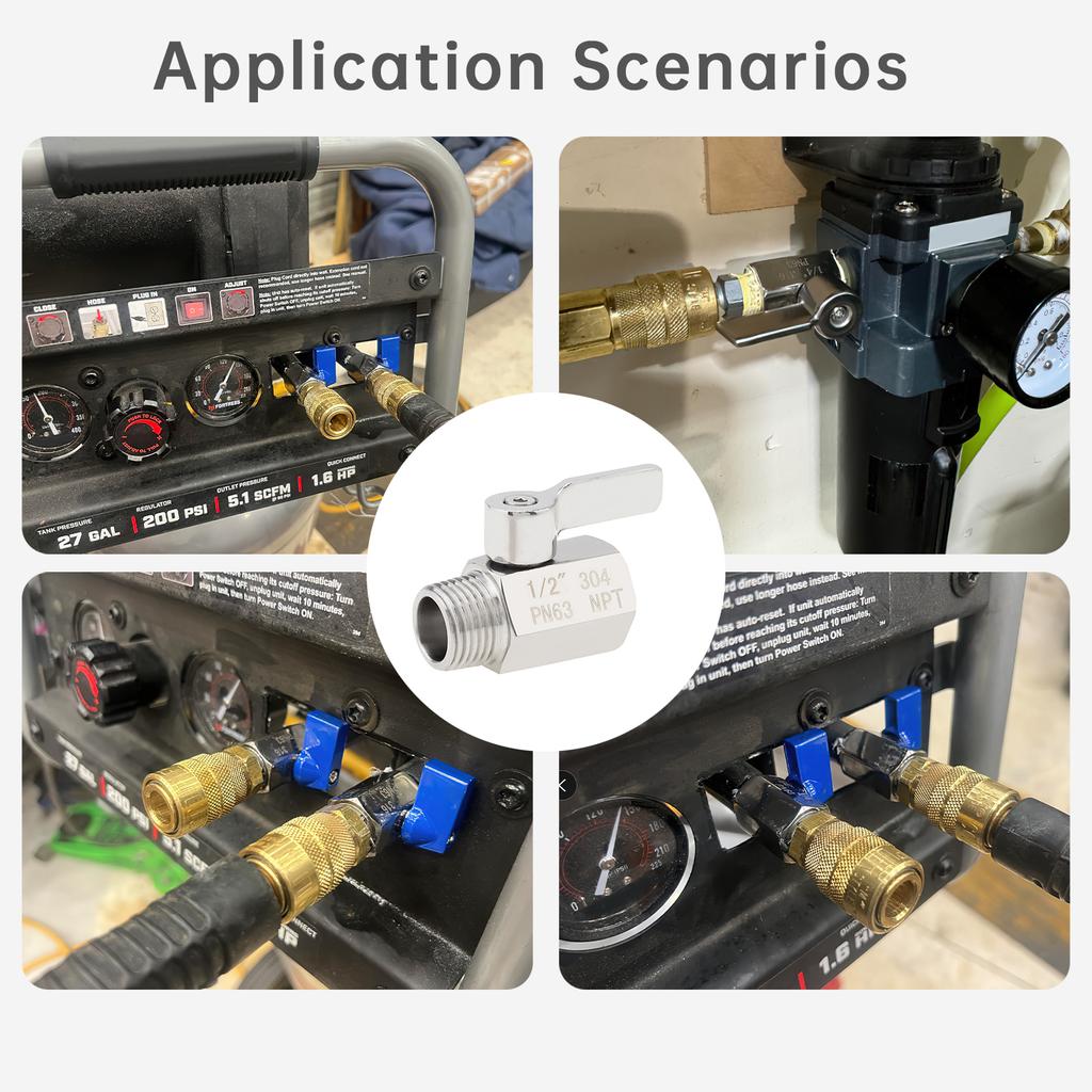 1/2 Inch Female X Male NPT Thread 304 Stainless Steel Mini Ball Valve Shut-off Valve Shower Head Flow Control Valve for Pipe / Bathroom