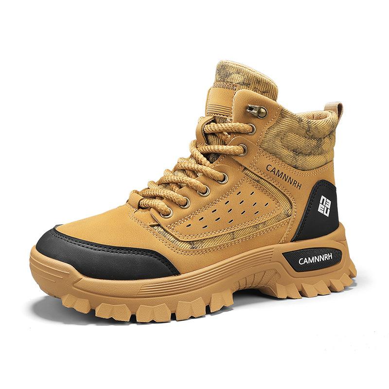 Men's shoes high-top outdoor Martin boots thick-soled wear-resistant big yellow boots locomotive style retro casual tooling boots men's trendy shoes