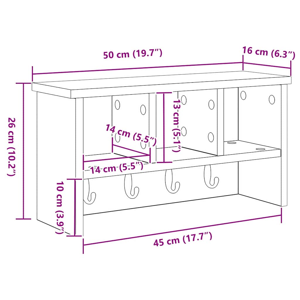 Wall Mounted Nightstand Artisan Oak 50 x 16 x 26 cm