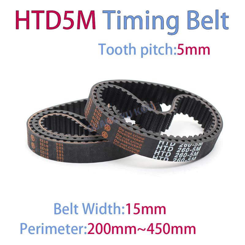 HTD 5M Kauçuk Triger Kayışı Genişlik 15mm Uzunluk 5M 200 225 270 280 335 340 375 380 385 390 395 400 405 410 415 420 430 435 440 450mm