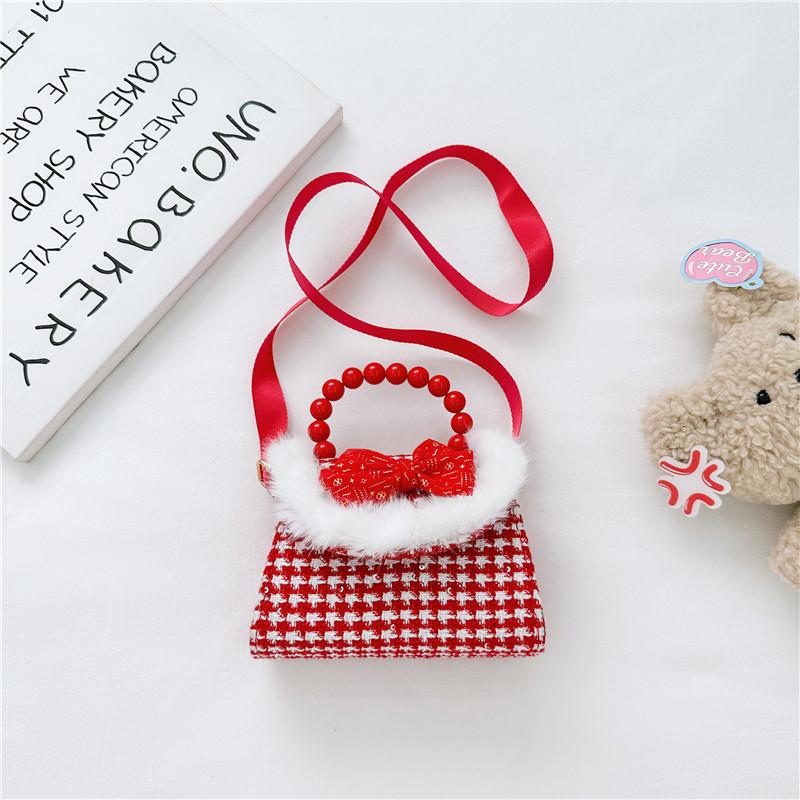 Cute Red Princess Style Children's Coin Bag With Charming Bow And Cartoon Design