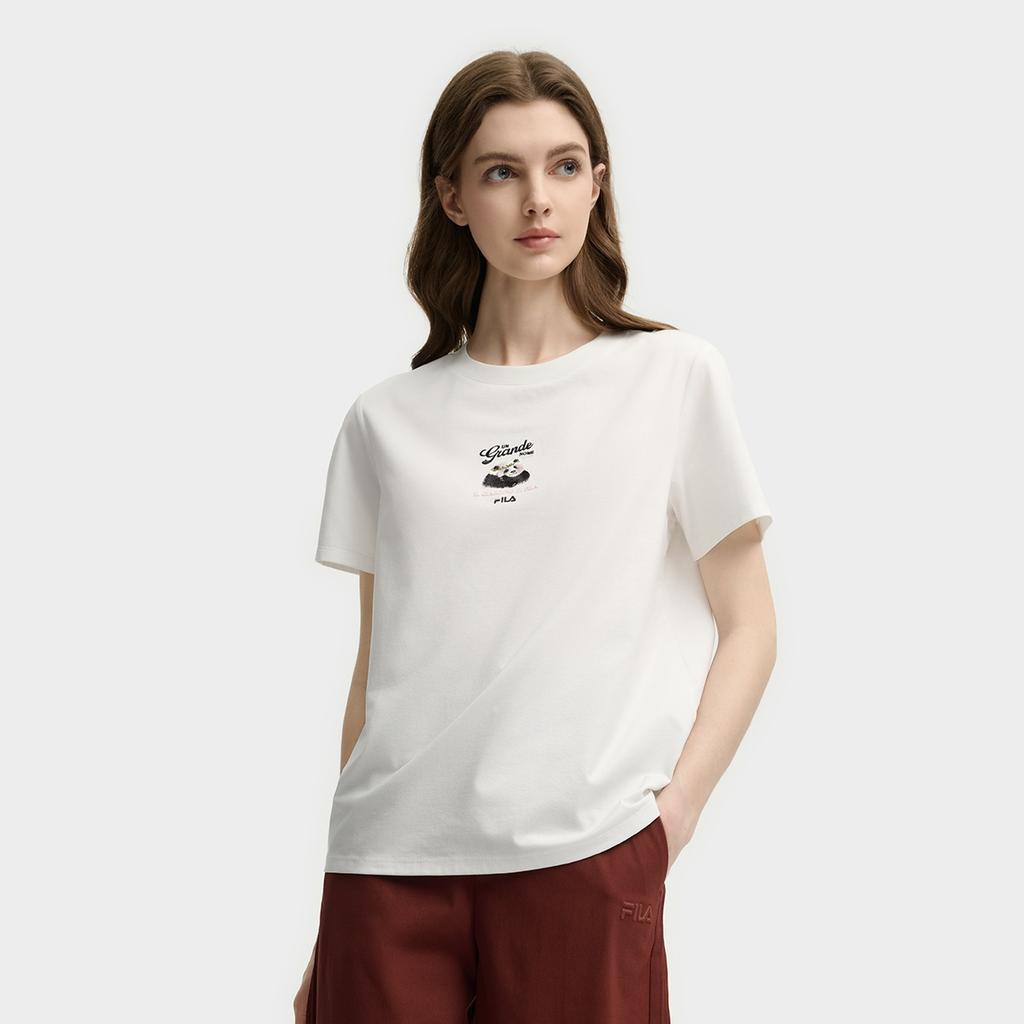 FILA T Shirts Women's Cloud White WT Crew Neck Moderate F11W538113F-WT
