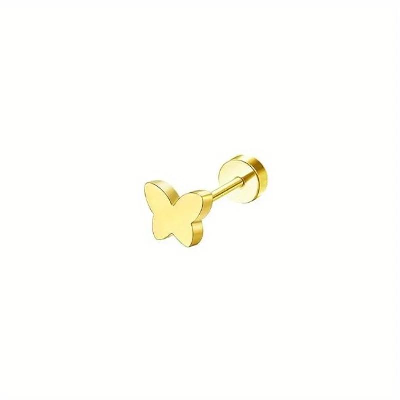 Bobisty 1Piece Earrings for Women Men Stainless Steel Tiny Cartilage Star Moon Heart Elegant Cartilage Piercing Jewelry
