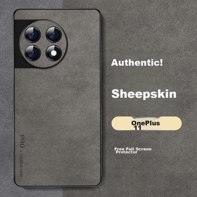 OnePlus 11 Phone Case, OnePlus Shockproof, Full Lens Protection, Soft, Simple Luxury Silicone Outer Case, WoAnd Leather Case, Gray