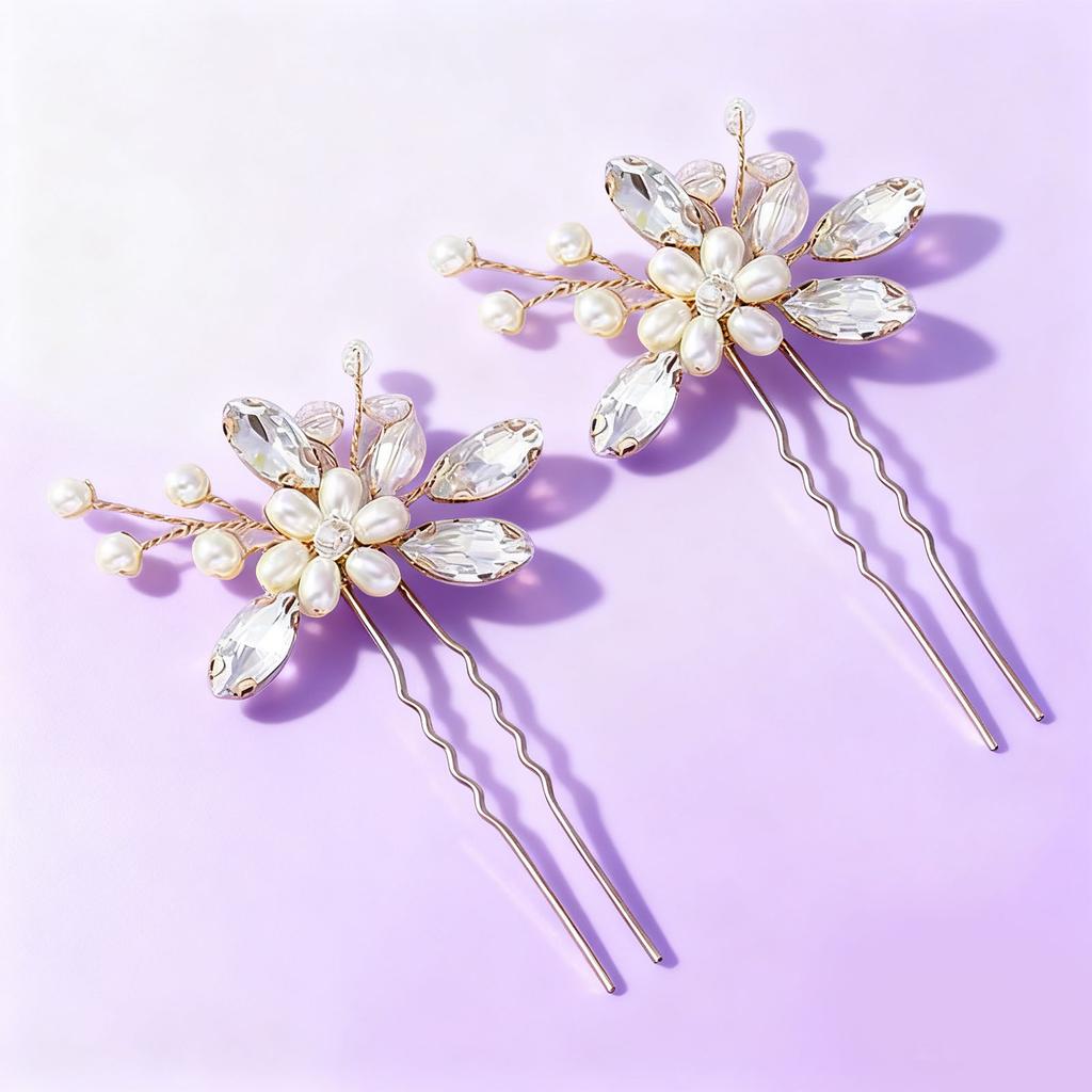 1 Pair Bridal U Shaped Hairpin Elegant Beautiful   Pearl Wedding Hair Clips for Party