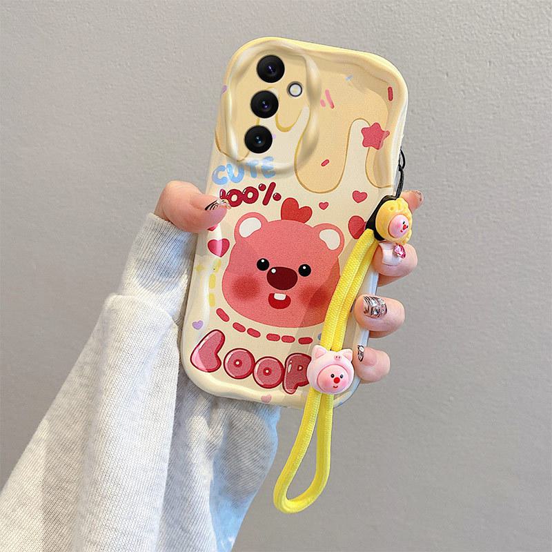 Japanese and Korean Cute Cartoon DIY Oppo A94 Mobile Phone Case: A8 Anti-Fall F17 Soft Shell with Printed Chain, Foreign All-Inclusive.