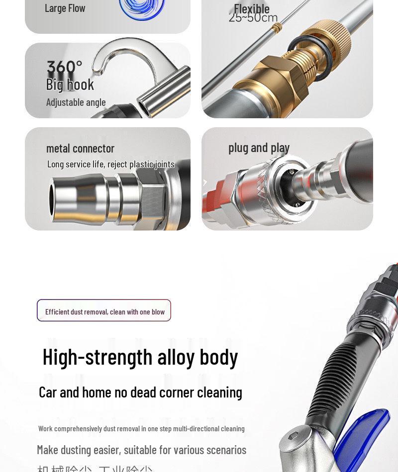 Non-slip Rubber Handle Alloy High-Pressure Air Blow Gun for Dust Removal