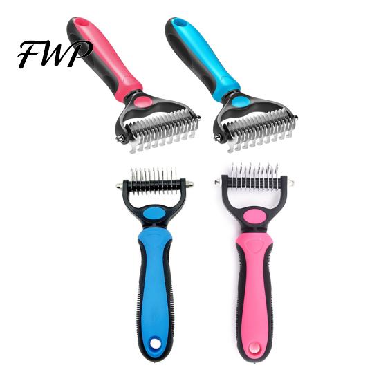 Dog Shedding Comb Pet Grooming Rake Double Sided Stainless Steel Blades Cat Deshedding Tool Undercoat for Dogs Cats Control Dematting Removal Brush