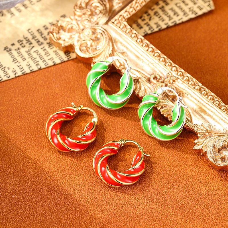 High-End Spiral Enamel Ear Cuffs: Retro European & American Niche Hoop Earrings for Women