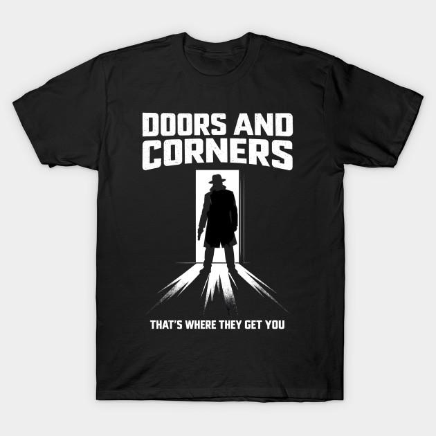 

Men Black Print T-shirt Doors And Corners Detective Sci Fi Noir No-Cut Transfer Paper Print Cotton Tshirt M