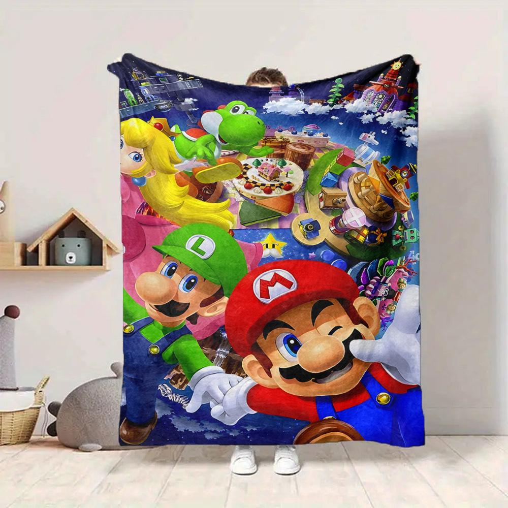 1 vnt. Mario Party minkštas ir šiltas flanelės pledas, daugiafunkcis pledas ant sofos, fotelio, biuro, lovos, stovyklavimui, kelionėms