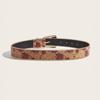 Smooth PU Leather Women's Timeless Belt Modern Rose Design Comfortable Waistband For Daily Use And Extended Wear