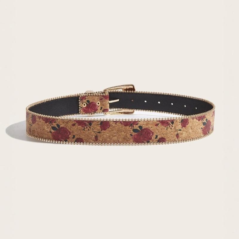 Smooth PU Leather Women's Timeless Belt Modern Rose Design Comfortable Waistband For Daily Use And Extended Wear