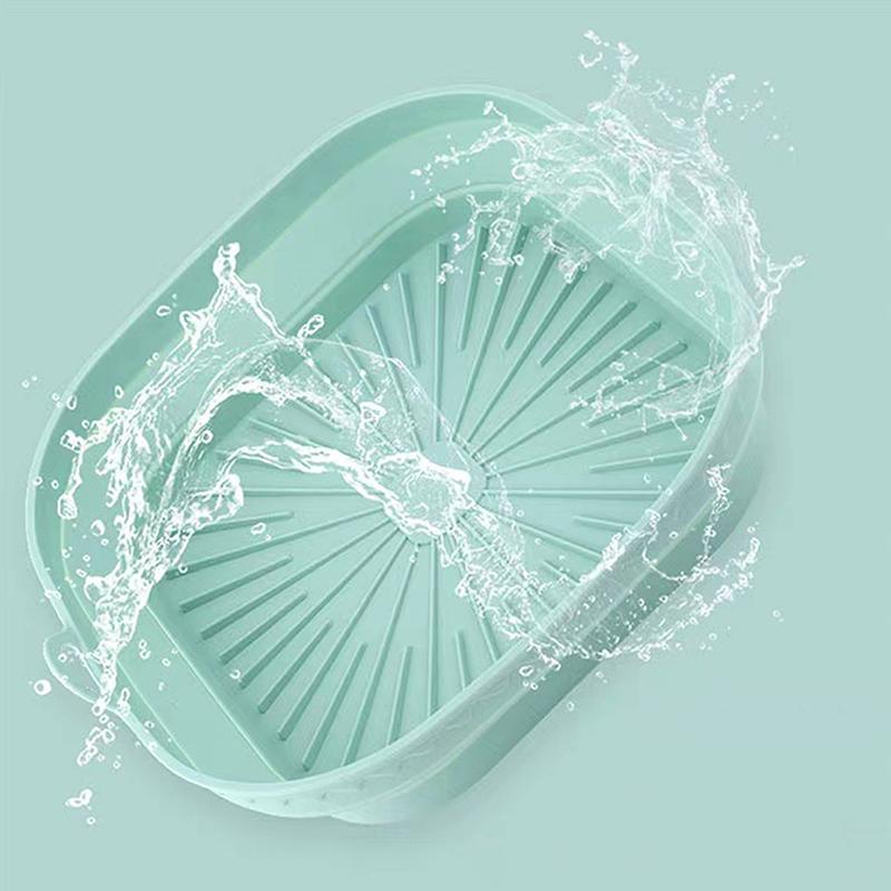 Air Fryer Silicone Basket Pot Square Foldable Airfryer Oven Baking Tray Mold Liner Reusable Oil-Free Kitchen Cooking Accessories