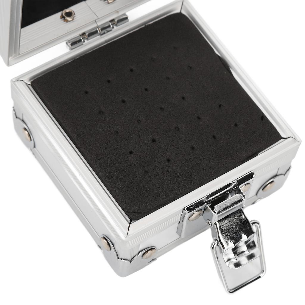 Nail Drill Bits Storage Box 25 Holes Transparent Clamshell Lock Design Dustproof Nail Drill Bits Desktop Container