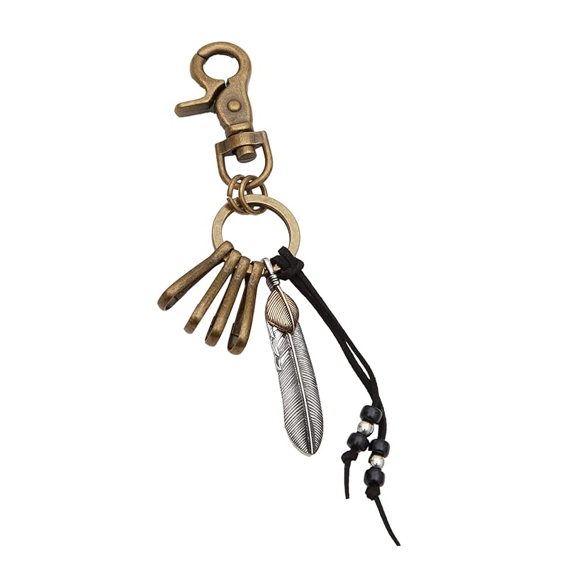 

[Improbes] feather motif key ring 20675 antique gold FREE size