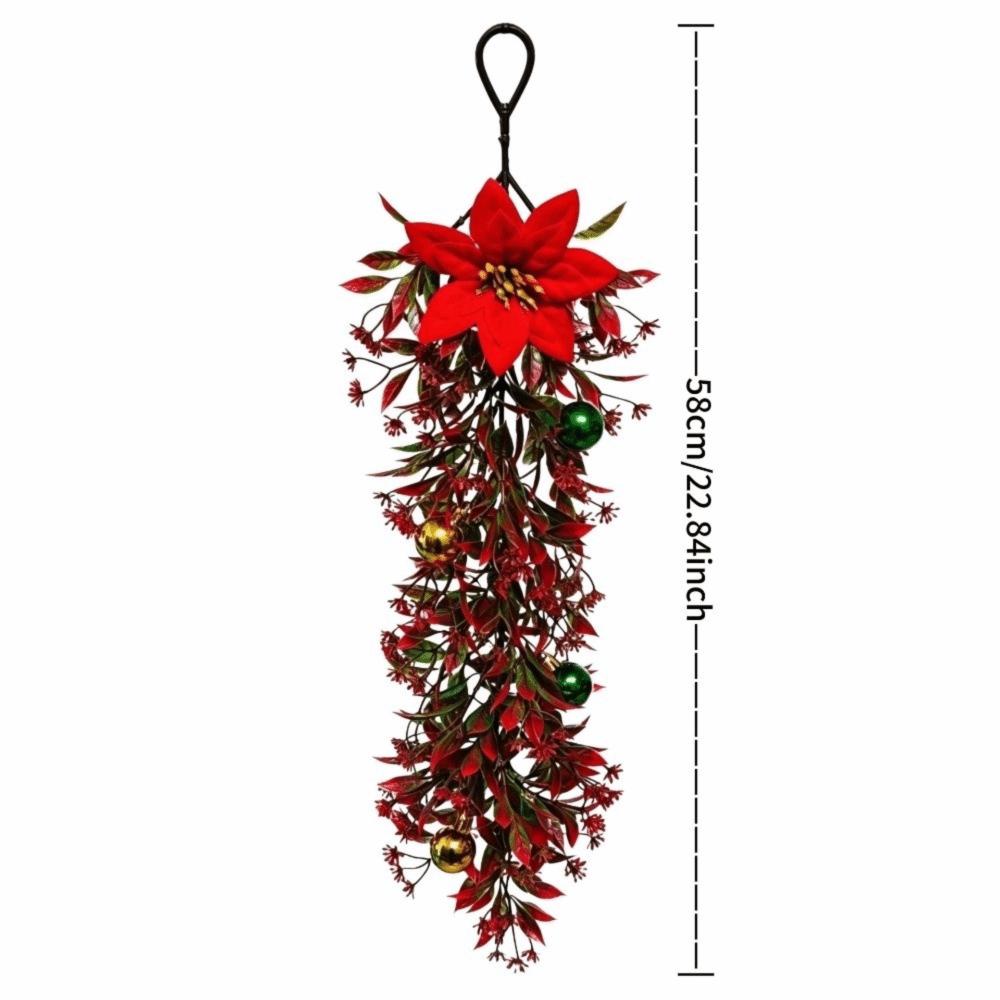 Plastic Christmas Vine Christmas Ball Poinsettia Christmas Swag Vine Wall Hanging