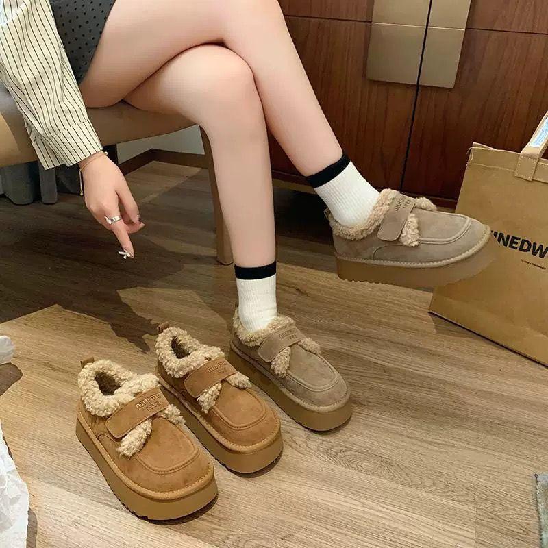 Women's Fashion Hundred Soft Sole Winter Warm Fur One Snow Boots Padded Lined Ankle Boots Anti-slip Casual Sports Cotton Boots