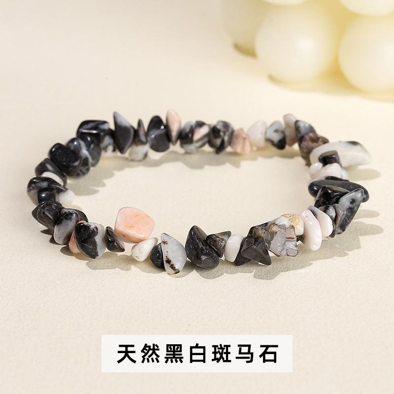 Natural Crystal Agate, Colorful Crushed Stone, Elastic Bracelet, Irregular, European and American Jewelry