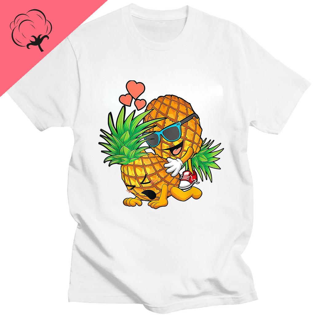 Novelty Short Sleeve Crew Neck T-shirt Boys Girls Pineapple Pizza T-shirt Hawaiian Pizza Is A Delicious Cotton T-shirt