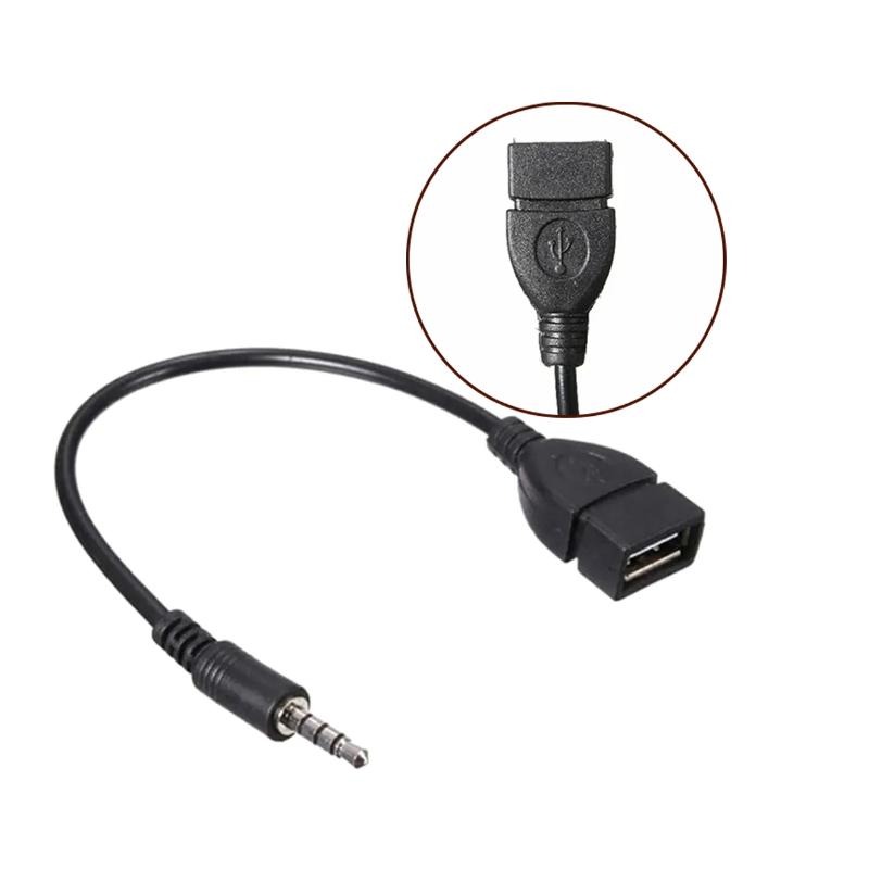 3 5 Mm Male Audio Adapter USB Flash Drive Reader Cable AUX Plug Extension Cable (Black 20 Cm) Car Interior Accessories