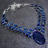 Sapphire(Simulated) Blue Topaz 925 Sterling Silver Necklace 18" r1D71