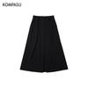 KOMPASU Elegant High-Waist Slit Midi Skirt