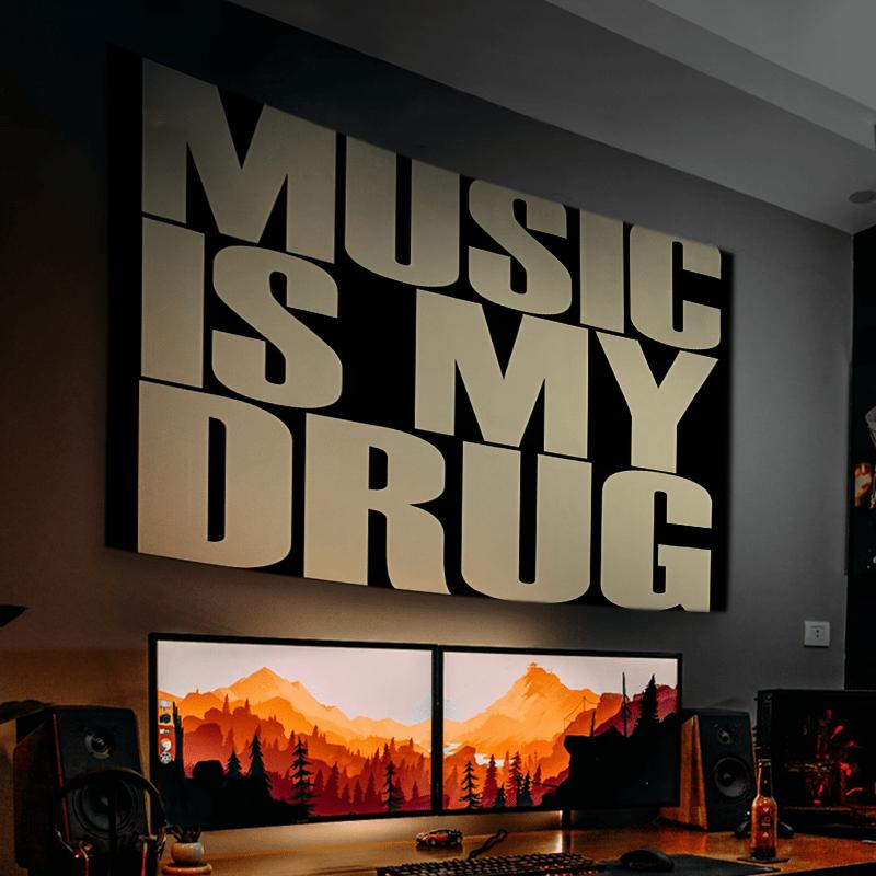 Polyester Tapestry Music Is My Drug Bold Lettering Decorative Wall Hanging for Living Room Bedroom Music Lover Vibe Creating