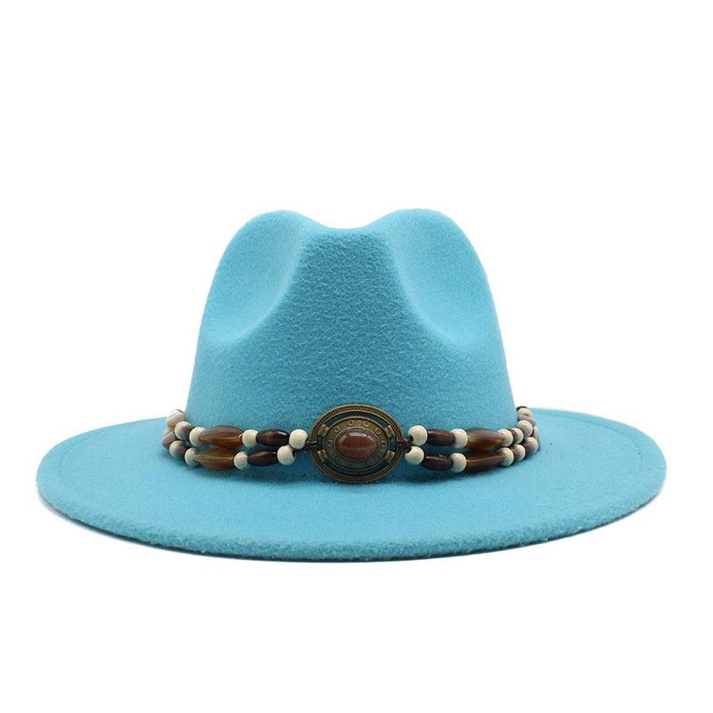 Big Eaves Wool Jazz Top Hat Women'S Casual Big Edge Felt Hat Men'S Jazz Hat 9.5Cm