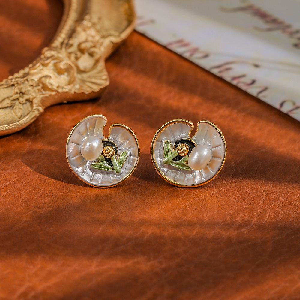 Monet Garden Medieval Baroque Pearl Earrings - Elegant, Retro Style for Women