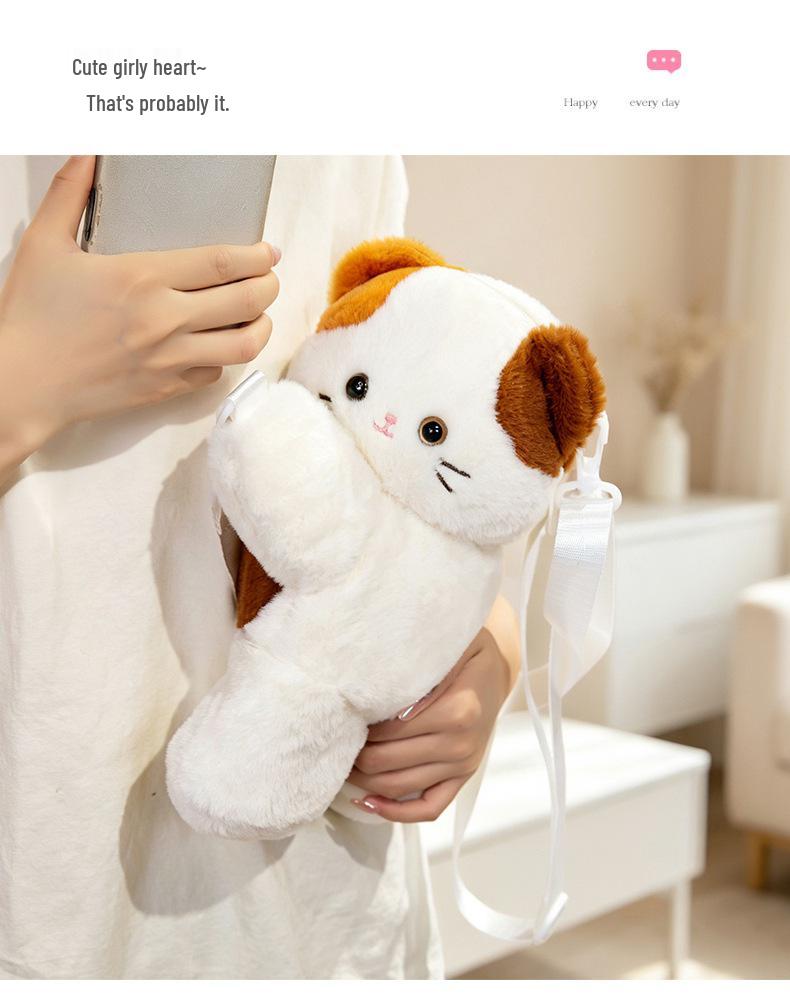 Adorable Cartoon Cat Backpack: Siamese, Calico, and Black Cat Plush Doll Toy - Perfect Gift for Girls and Children