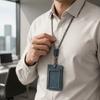 Premium Leather Leather ID Badge Holder Vintage Waxed Access Control Card Holder Office Employees