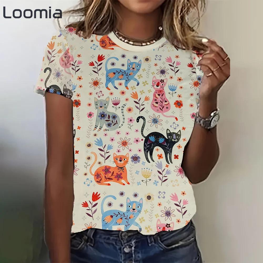 Cartoon Graphic Women's T Shirts Causal Short Sleeve Top Womenimitation Cotton Tees Oversized Female Clothing Ladies Summer Tees