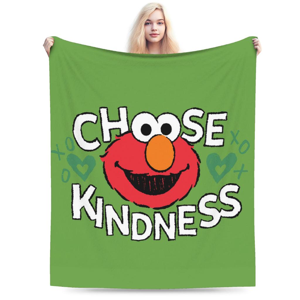 S-Sesame Street Elmo Cookie Wool Blanket Sesame Street Cartoon Comedy Funny Throw Blanket for Home 125*100cm Bedspreads