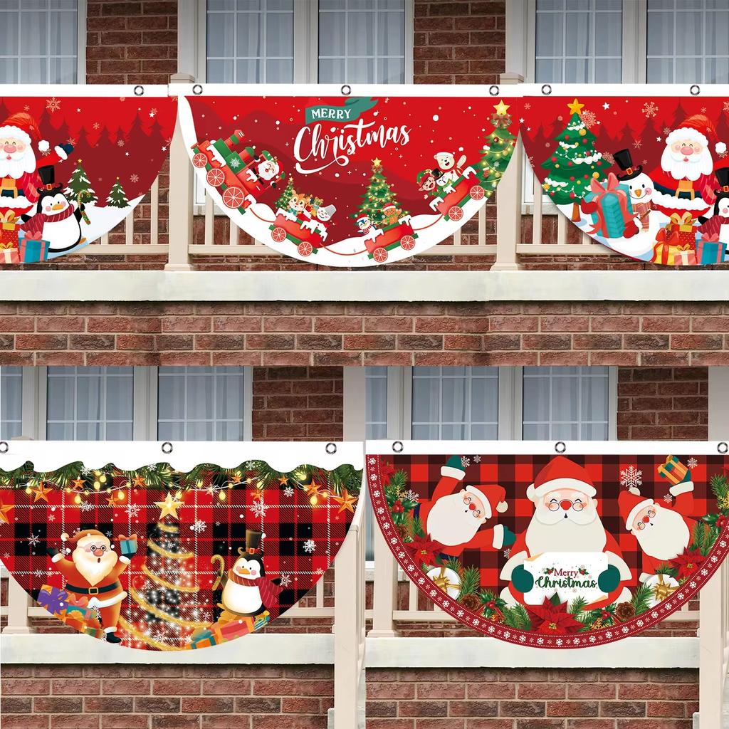 Christmas Fan-shaped Flag Banner Christmas Decor for Home 2026 Christmas Ornament Xmas Navidad Natal Noel Gifts New Year 2026
