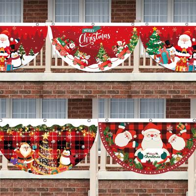 Christmas Fan-shaped Flag Banner Christmas Decor for Home 2025 Christmas Ornament Xmas Navidad Natal Noel Gifts New Year 2025