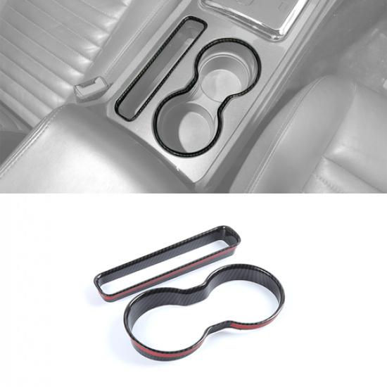 Car Front Water Cup Holder Panel Trim For Dodge Challenger 2009-14 Carbon Fiber