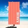 Orange Red Stripe AMOR Letter Print Beach Towel,absorbent Fabric for Summer Beach Outings,resort Lounge